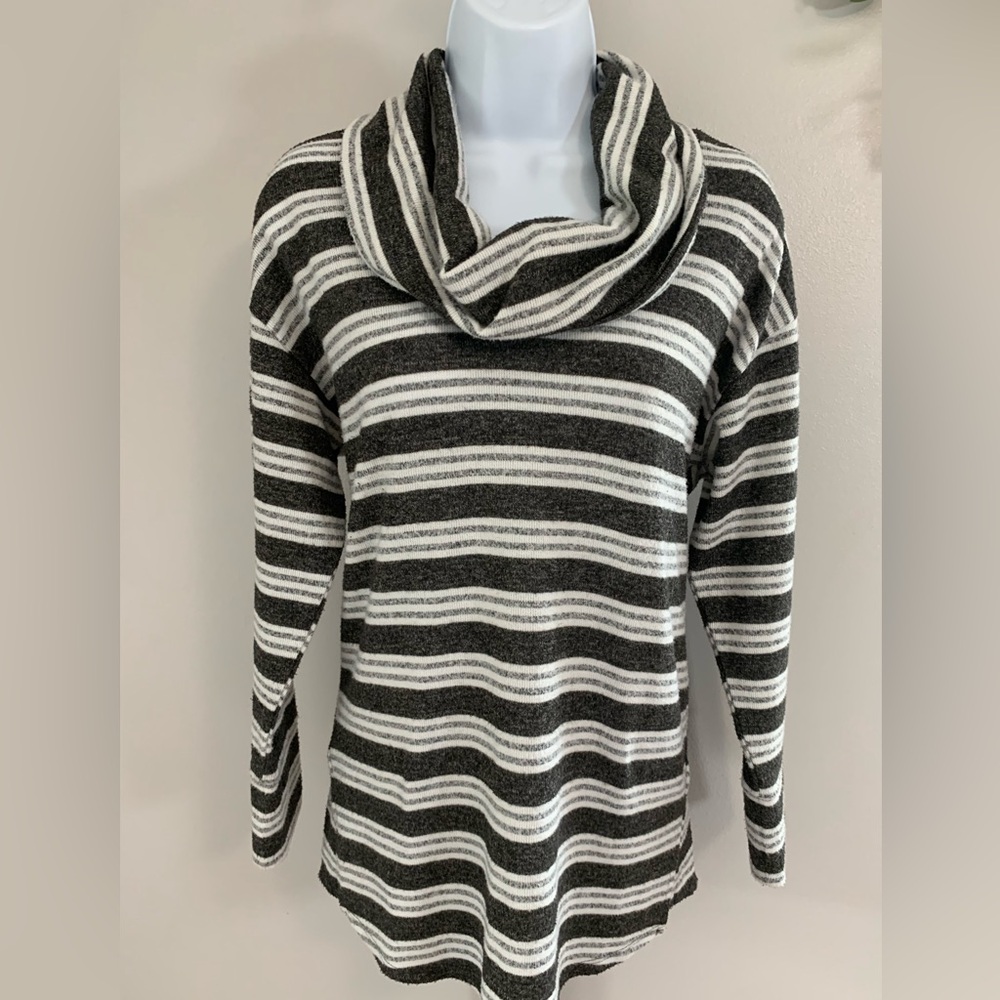 Maurice’s 24/7  Monochrome Striped Cowl Neck Sweater